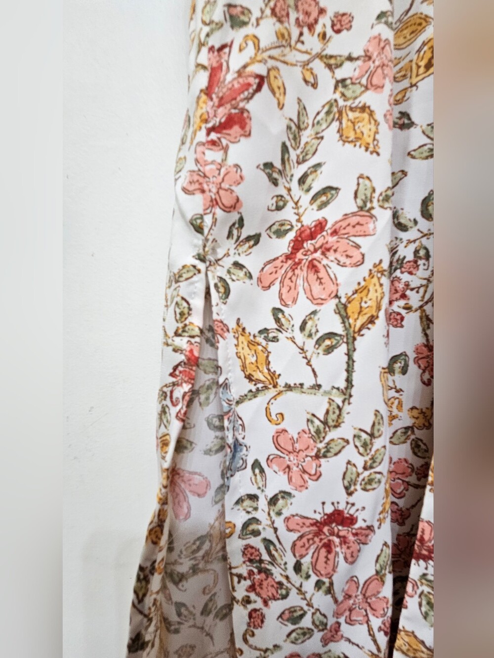 Lucky Brand Floral Tie-Waist Shirt Dress in Cream and Pink - Picture 11 of 12